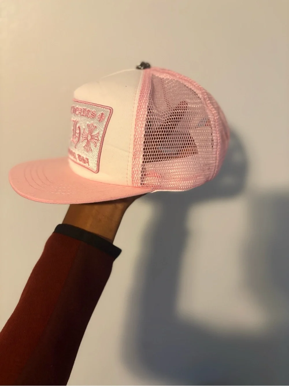 Chrome Hearts Pink & White Kids Trucker Cap